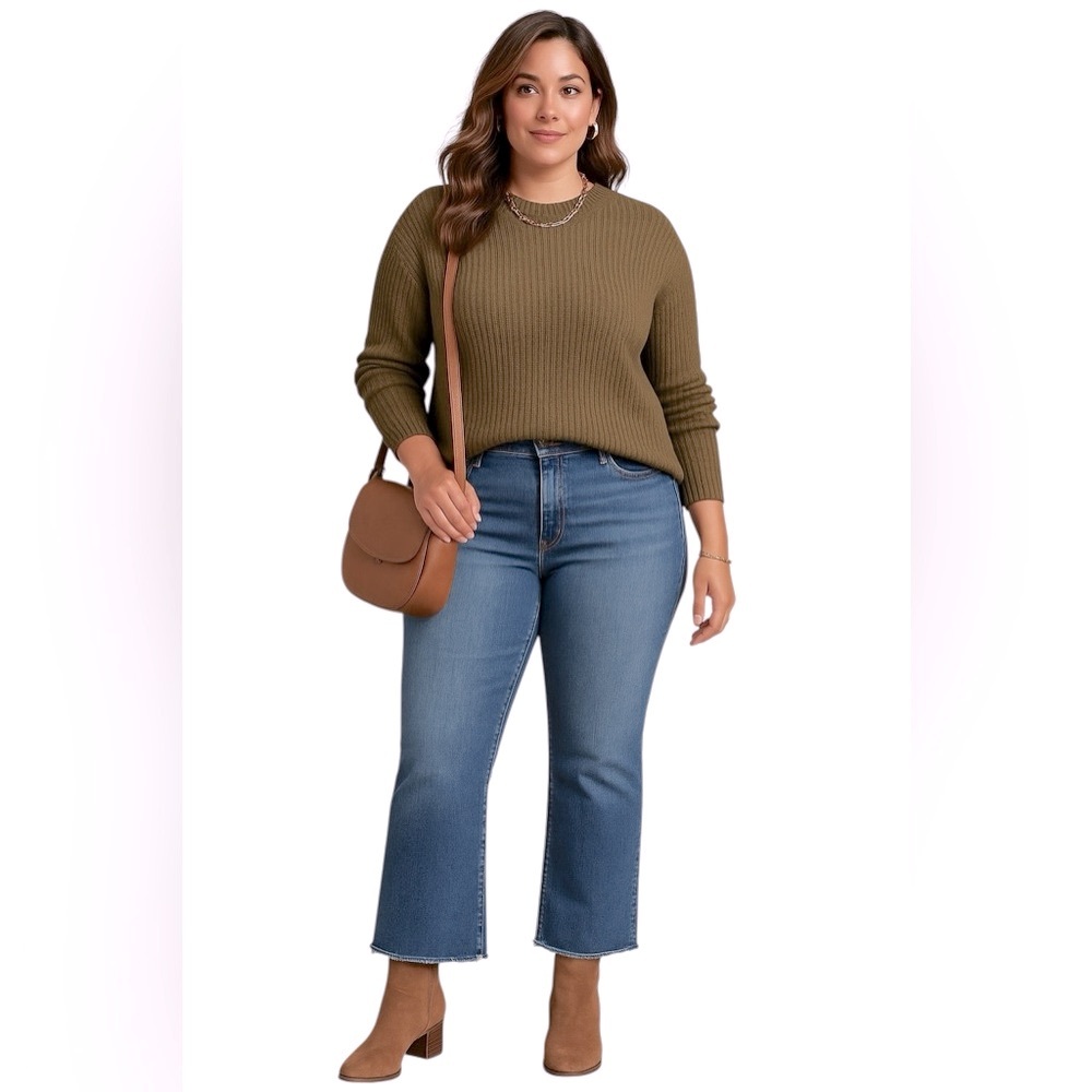 J.Jill Denim Demi Bootcut Cropped Jeans Women’s 16T Blue Stretch Frayed Hem